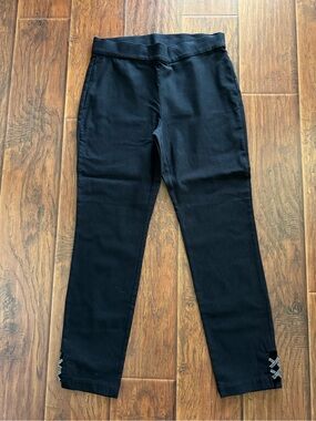 Christopher & Banks Black Skinny Pull-On Jeans with Ankle Embellishment